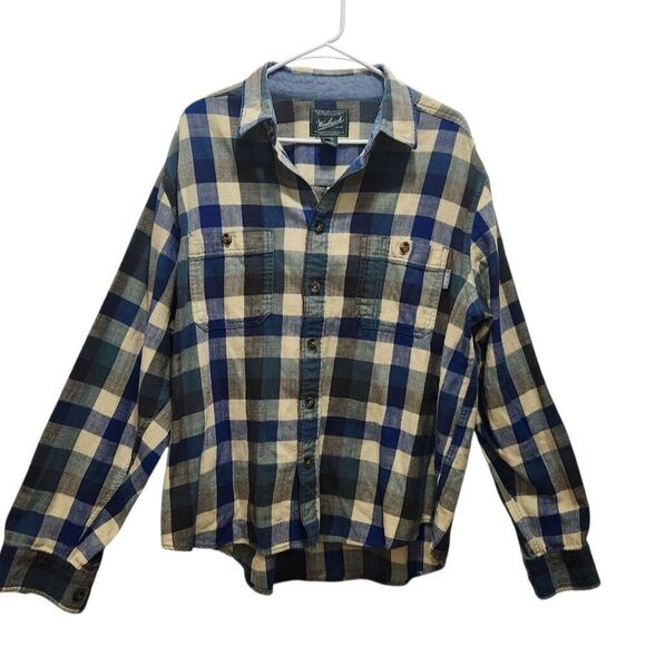 Woolrich Other - Woolrich Mens XL Plaid Flannel Shirt 100% Cotton Blue Green Outdoor Button Up